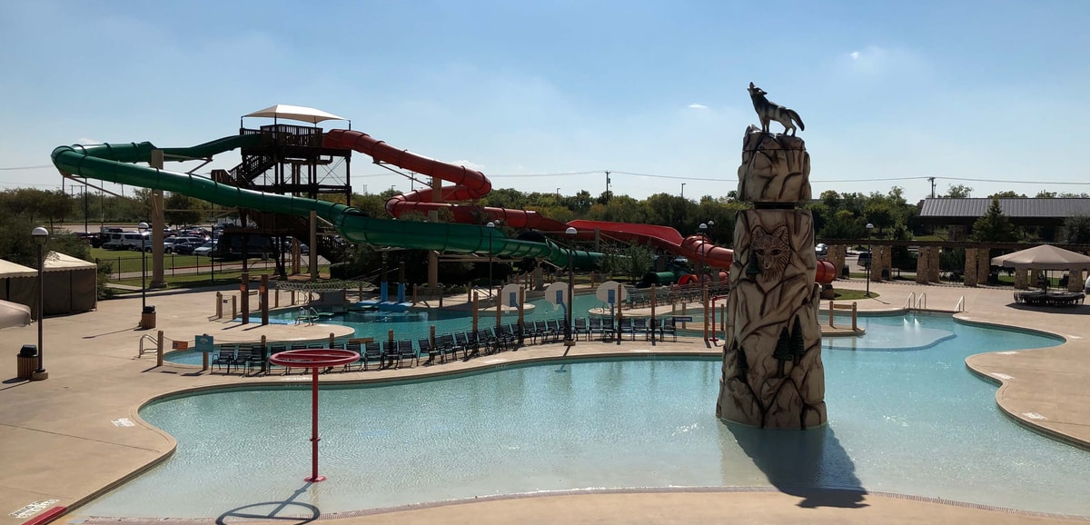 aerial view of the outdoor pool in Grapevine, TX