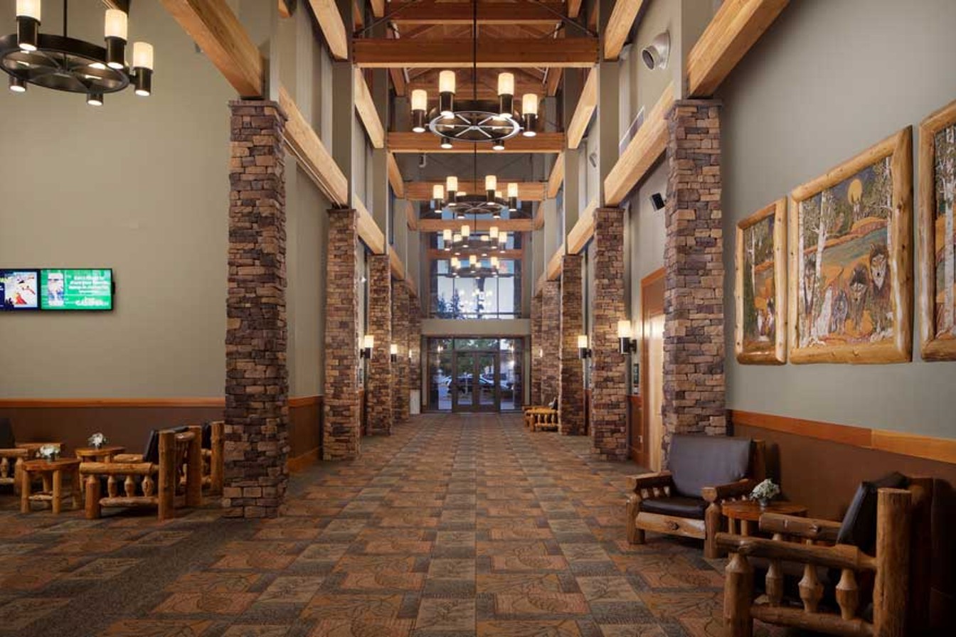conference center entrance lobby at resort in grand mound