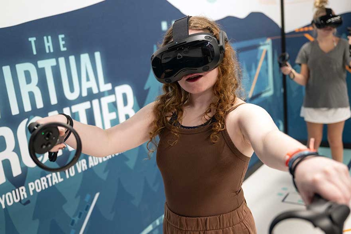 Kids playing a virtual reality game