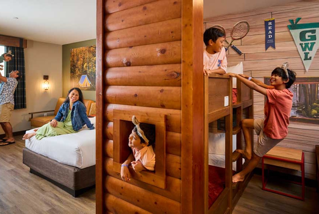 family of 6 enjoying in a resort suite