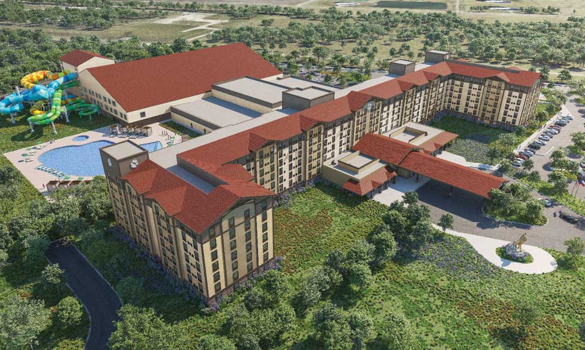rendering of the waterpark resort in Webster TX
