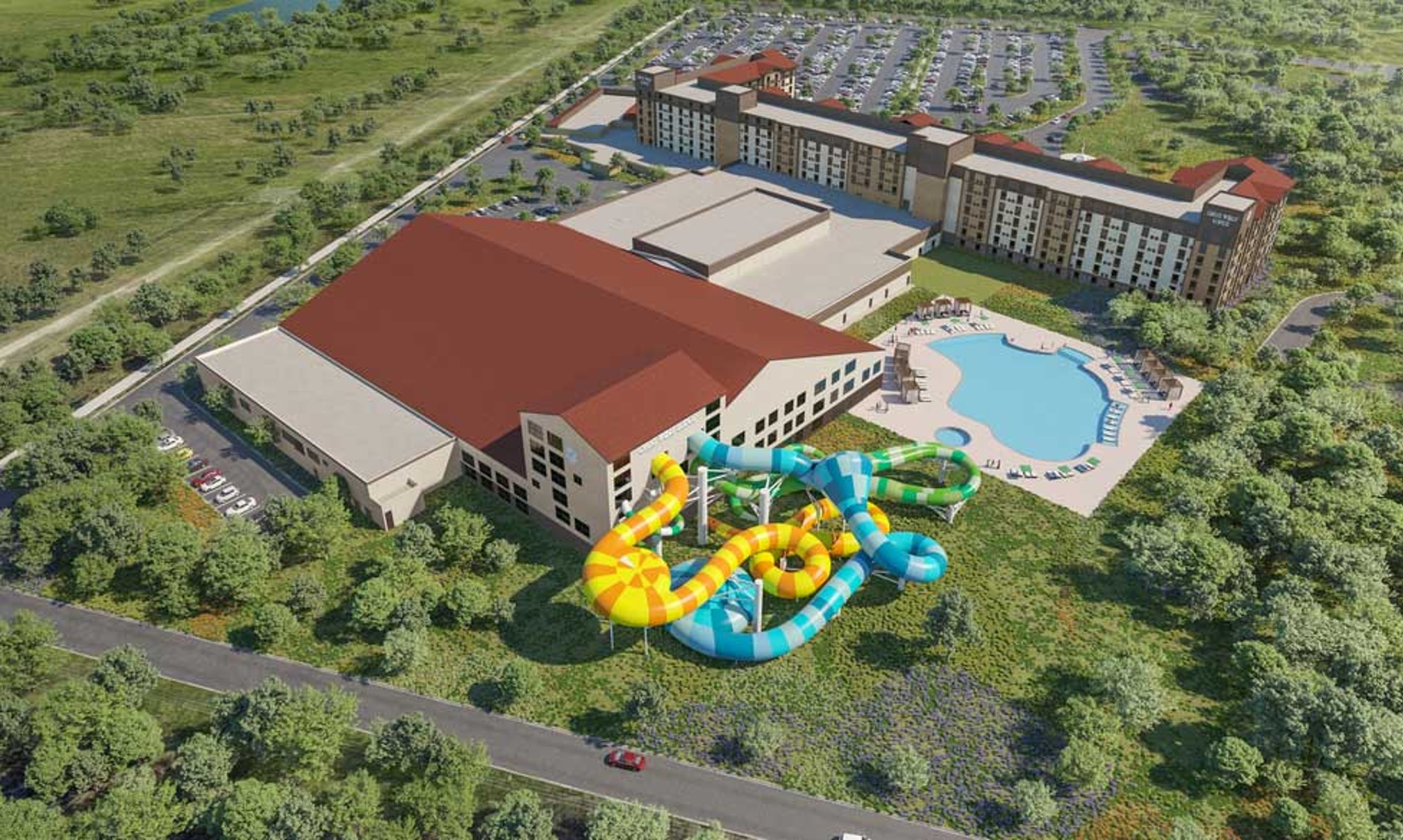 front view of webster waterpark resort