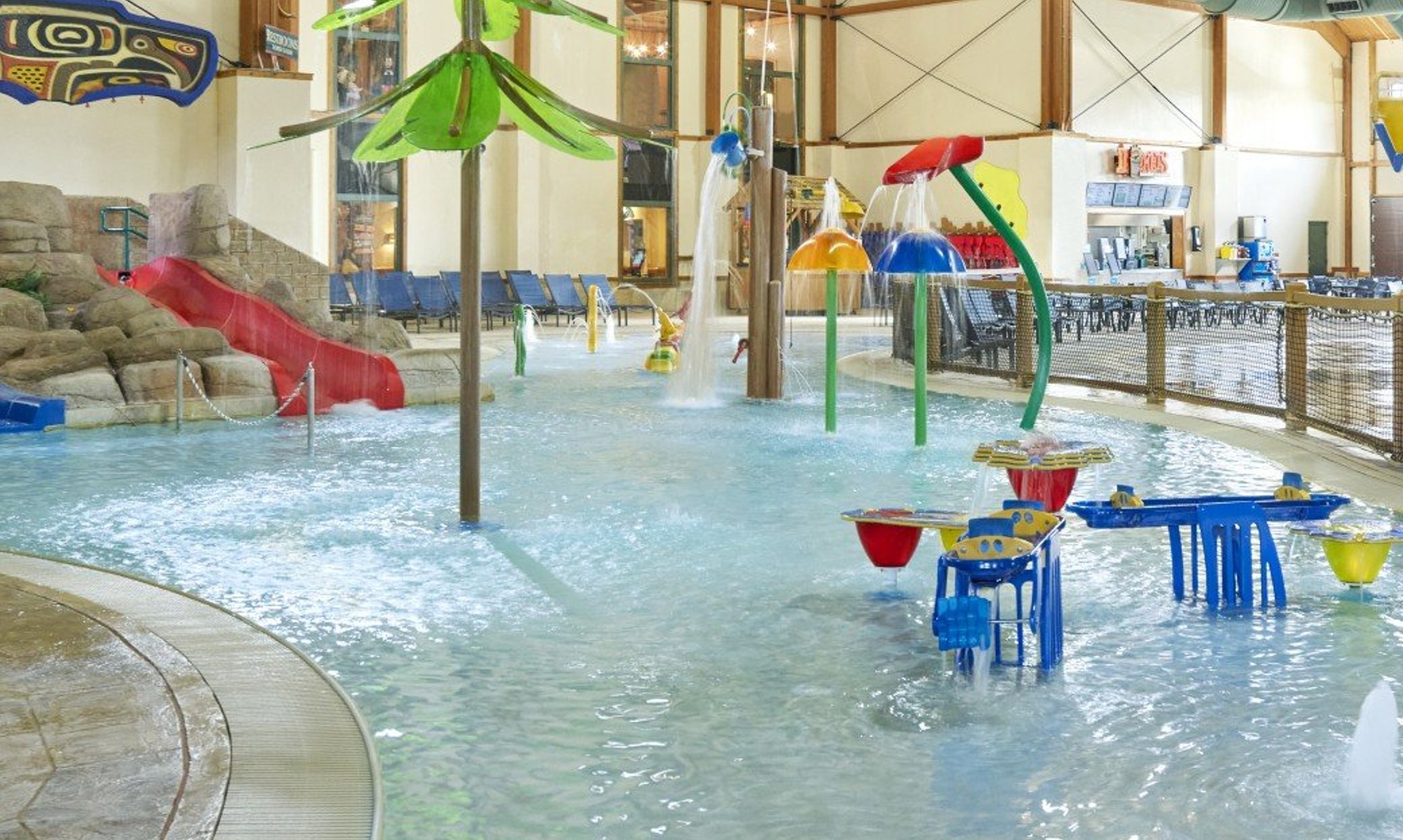 colorful slides in a vibrant indoor waterpark
