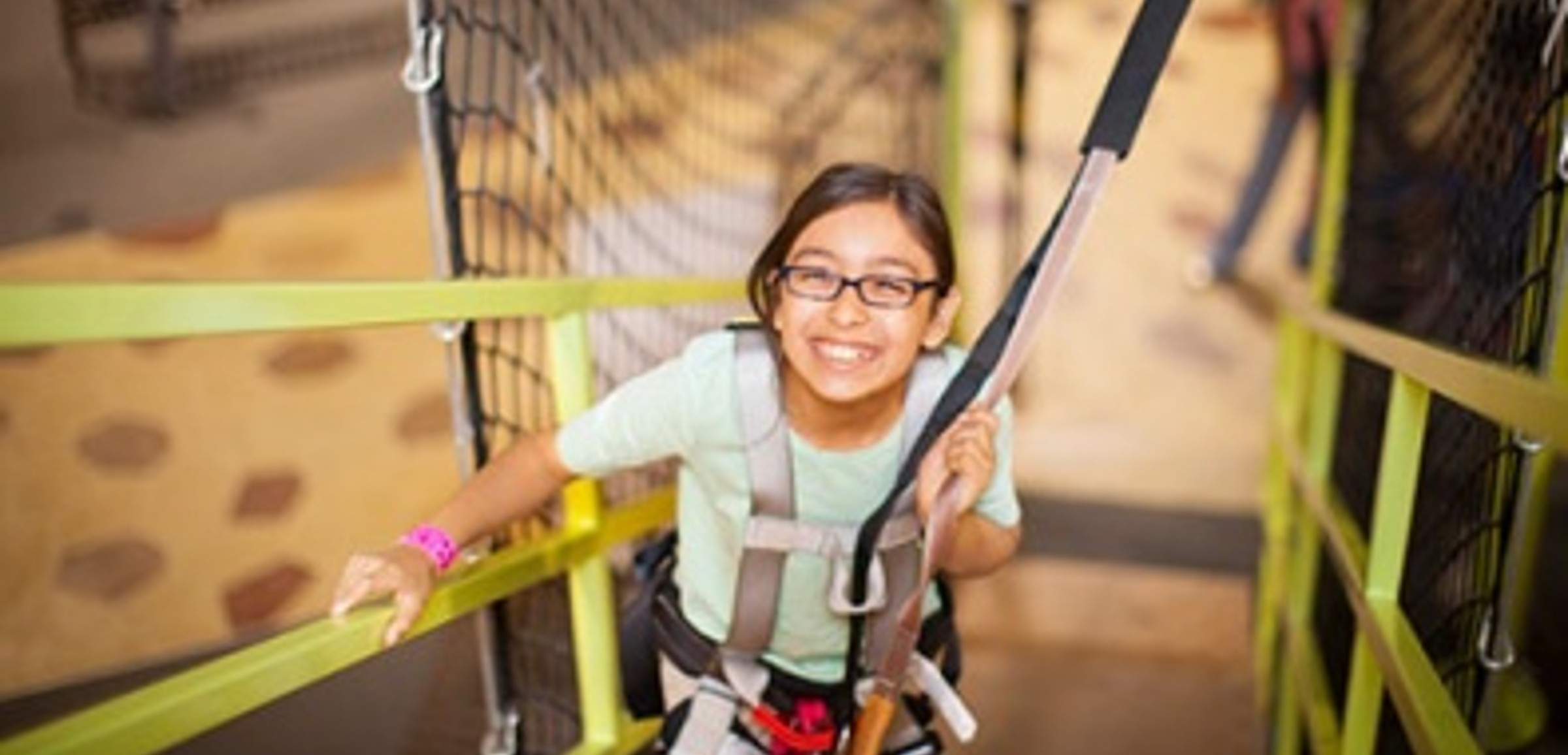 A girl plays in the Great Wolf Adventure Park at Great Wolf Lodge indoor water park and resort.
