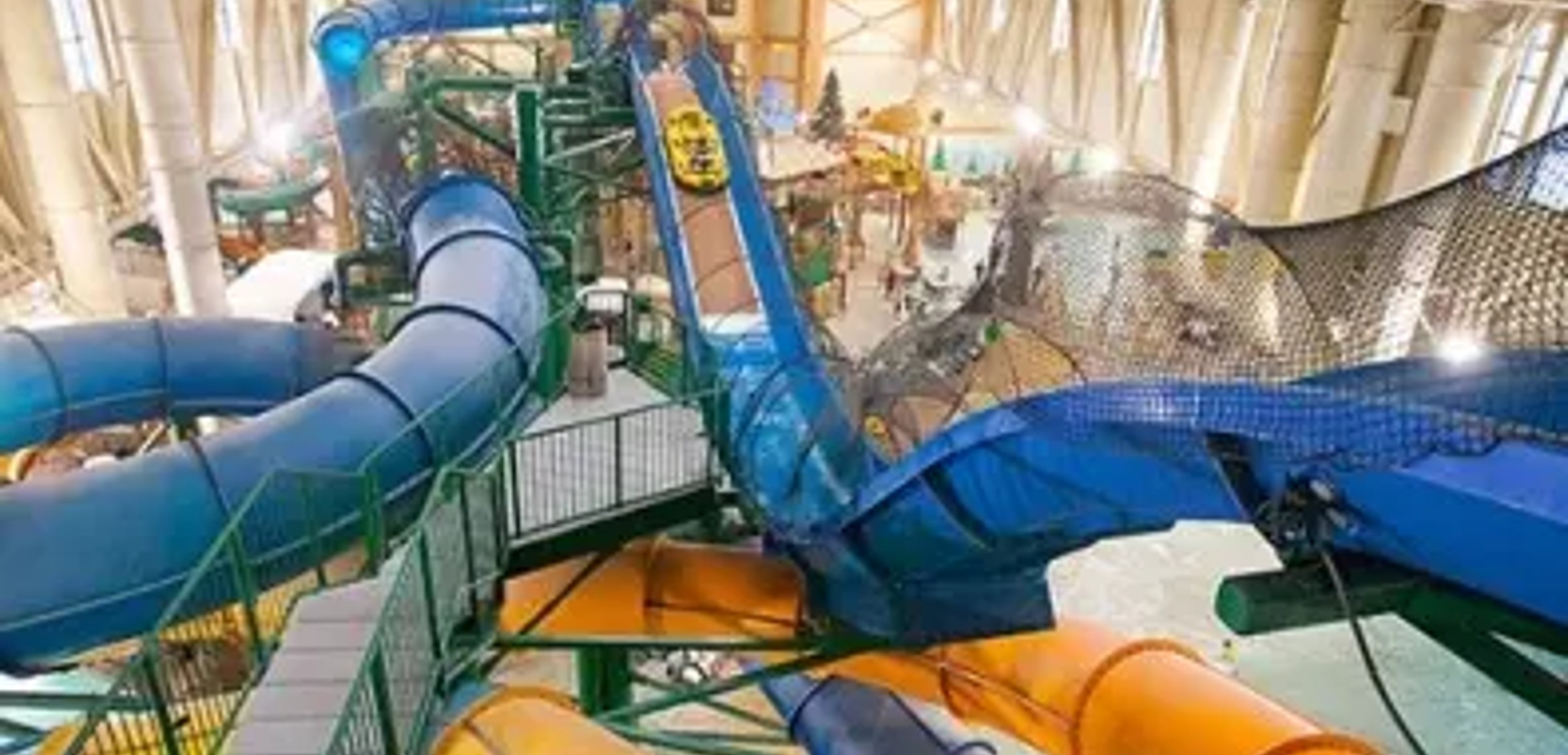 A view of the Hydro Plunge water slide at Great Wolf Lodge indoor water park and resort.