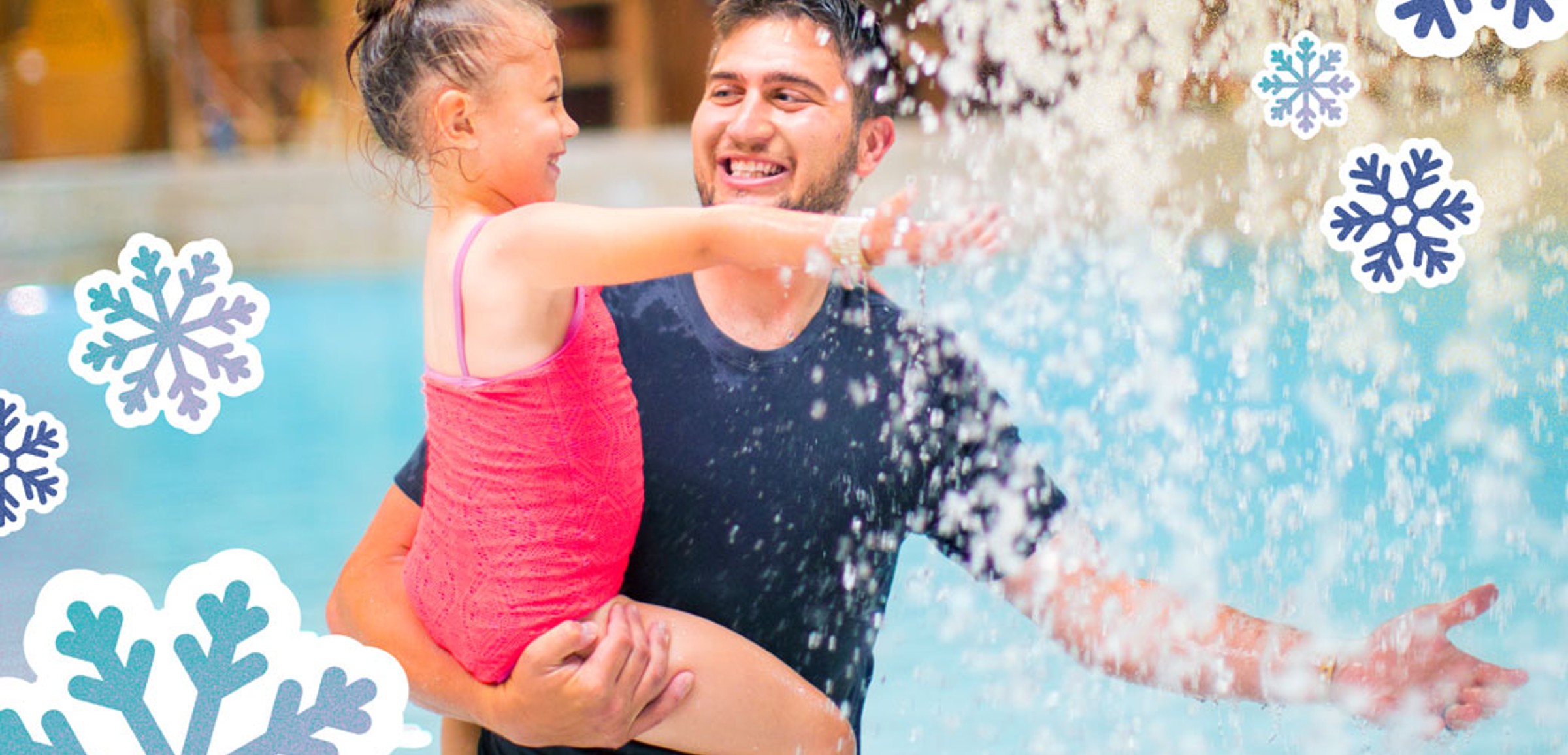 Father and son enjoying in wave pool