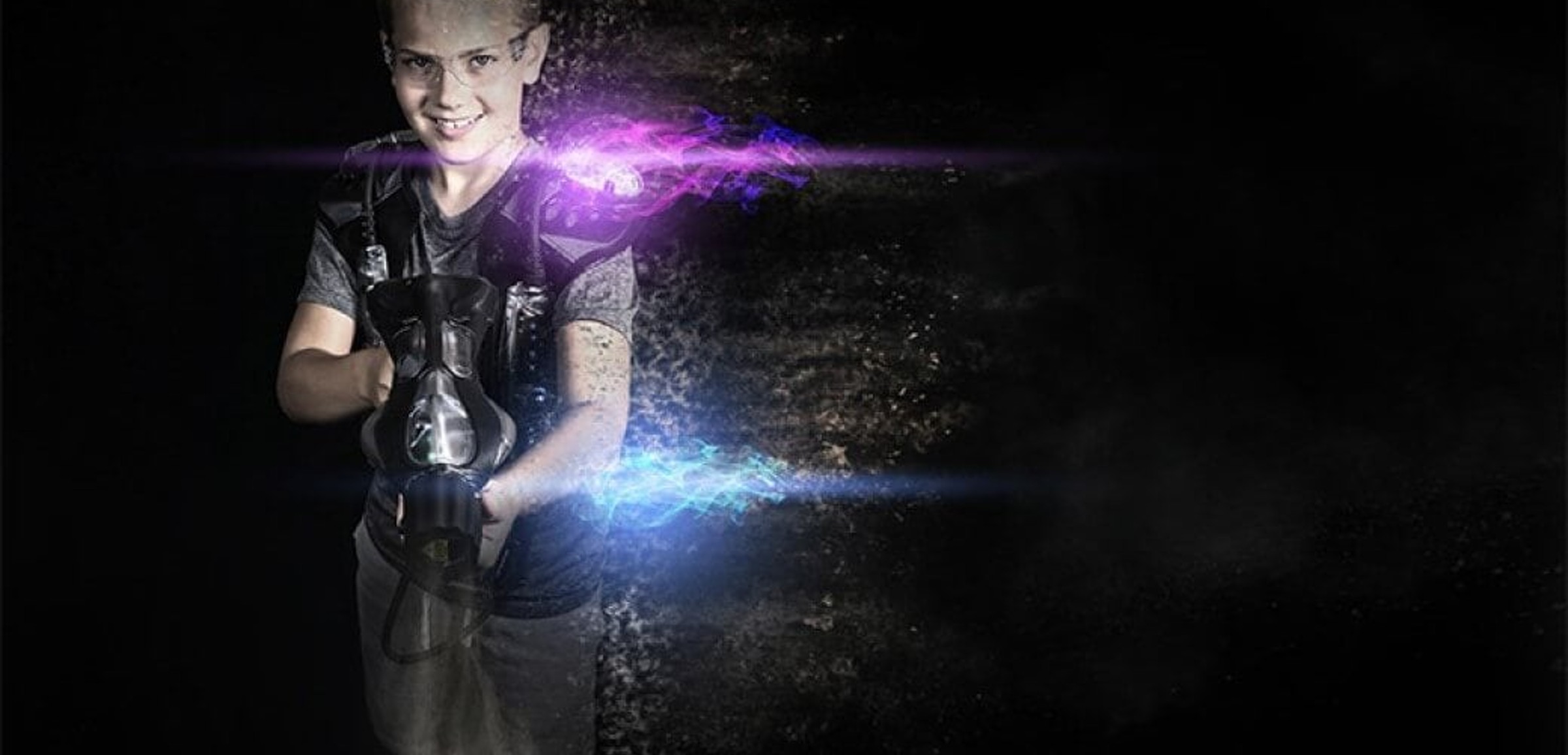 boy playing with a laser gun