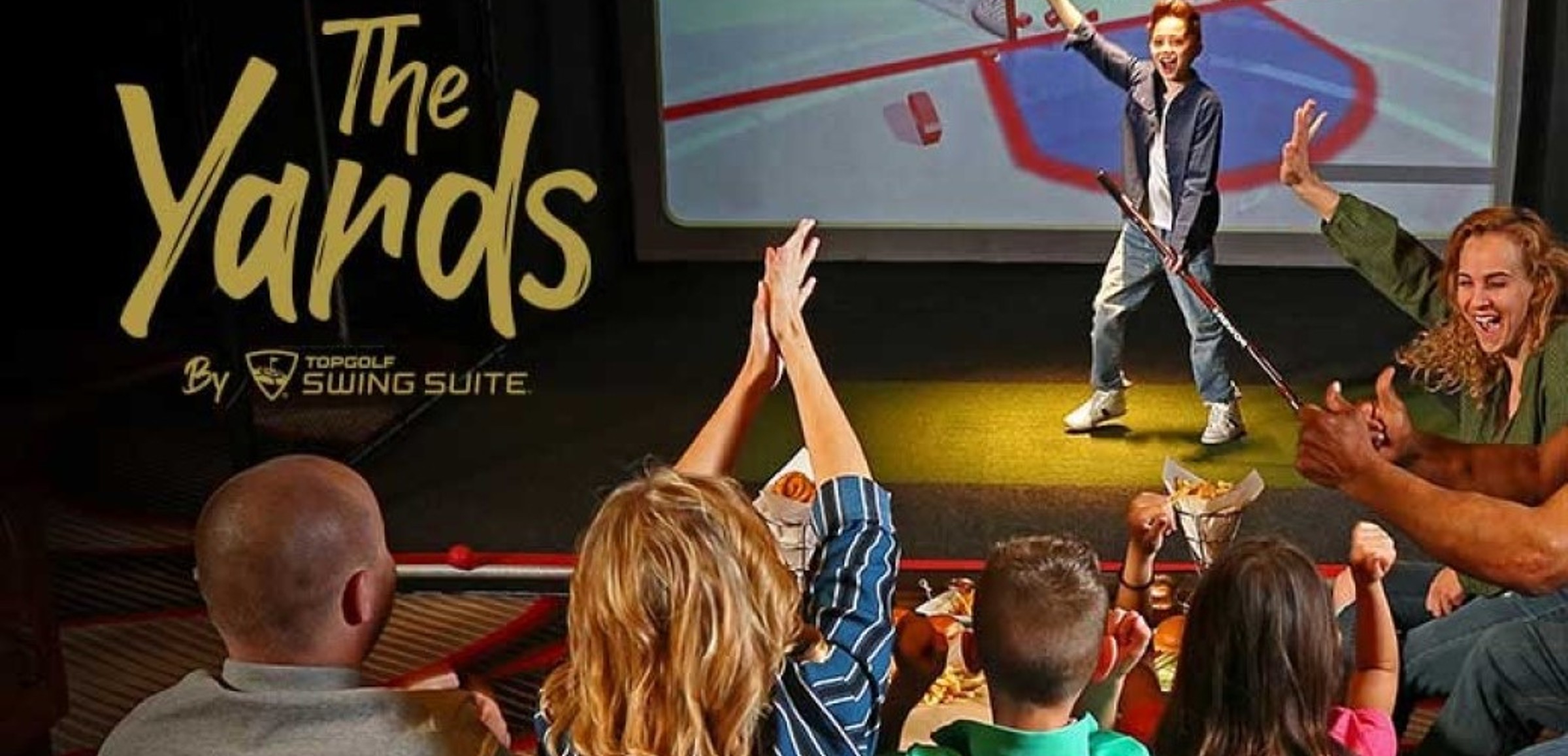 Boy celebrates after virtual hockey game