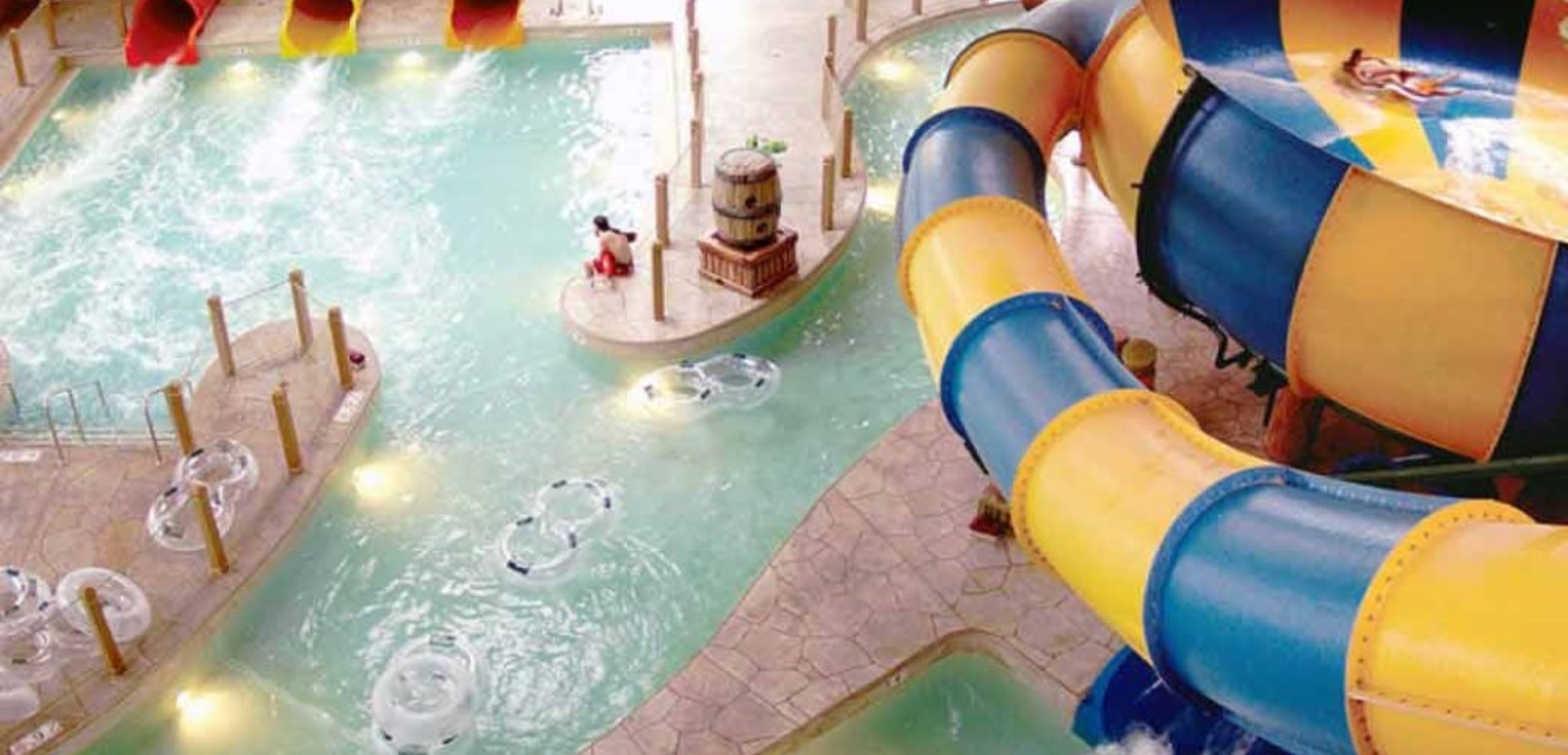 Top view of the Canada Vortex extreme ride at Great Wolf Lodge indoor water park and resort.