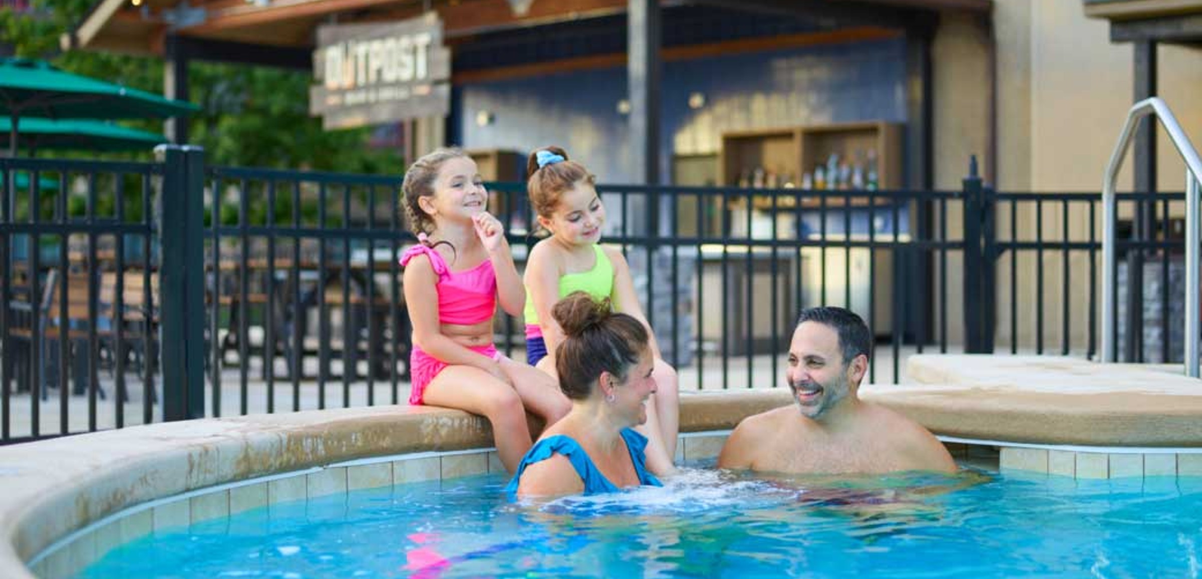 Family relaxin and on the side of the indoor pool 