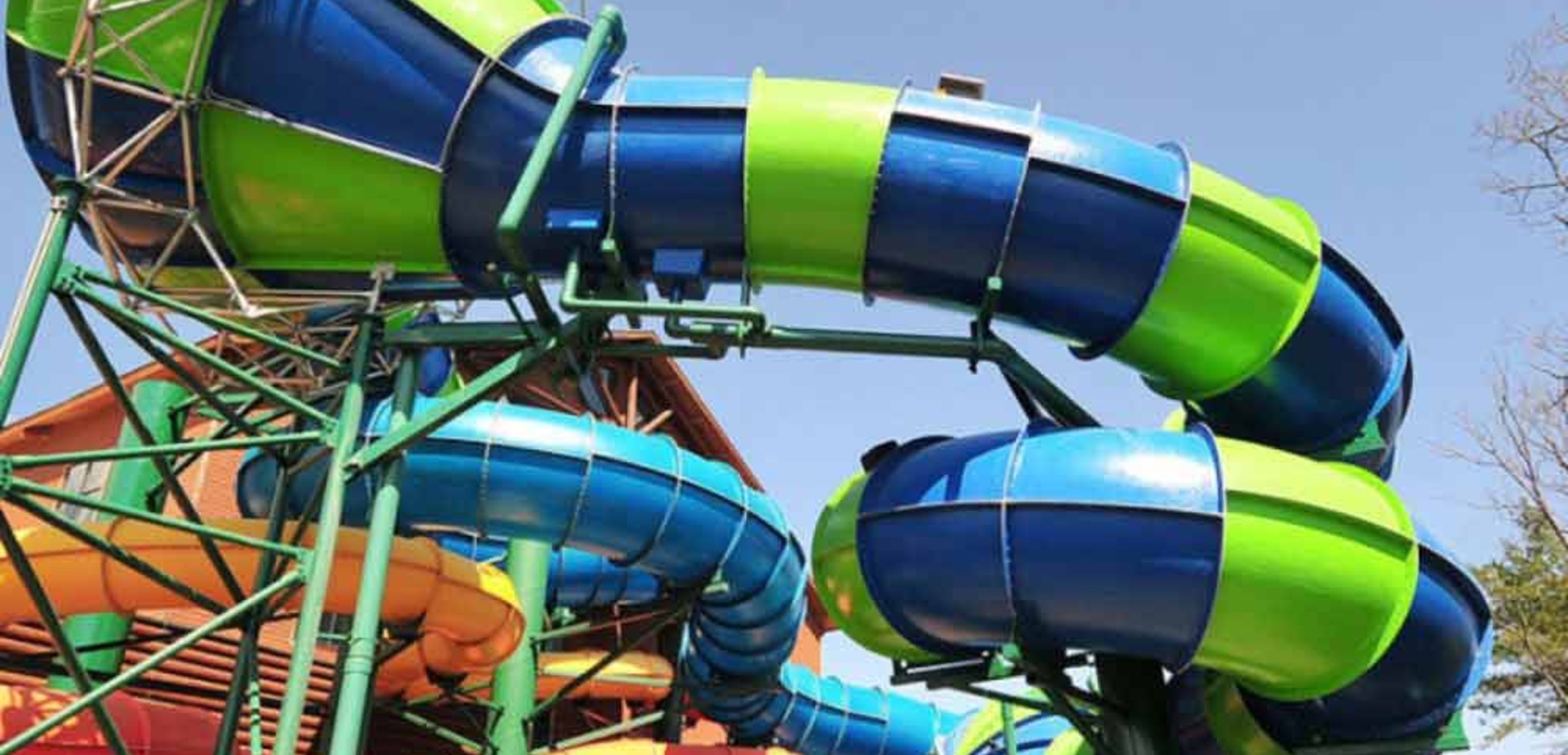 The The Triple Twist water slide at Great Wolf Lodge indoor water park and resort.