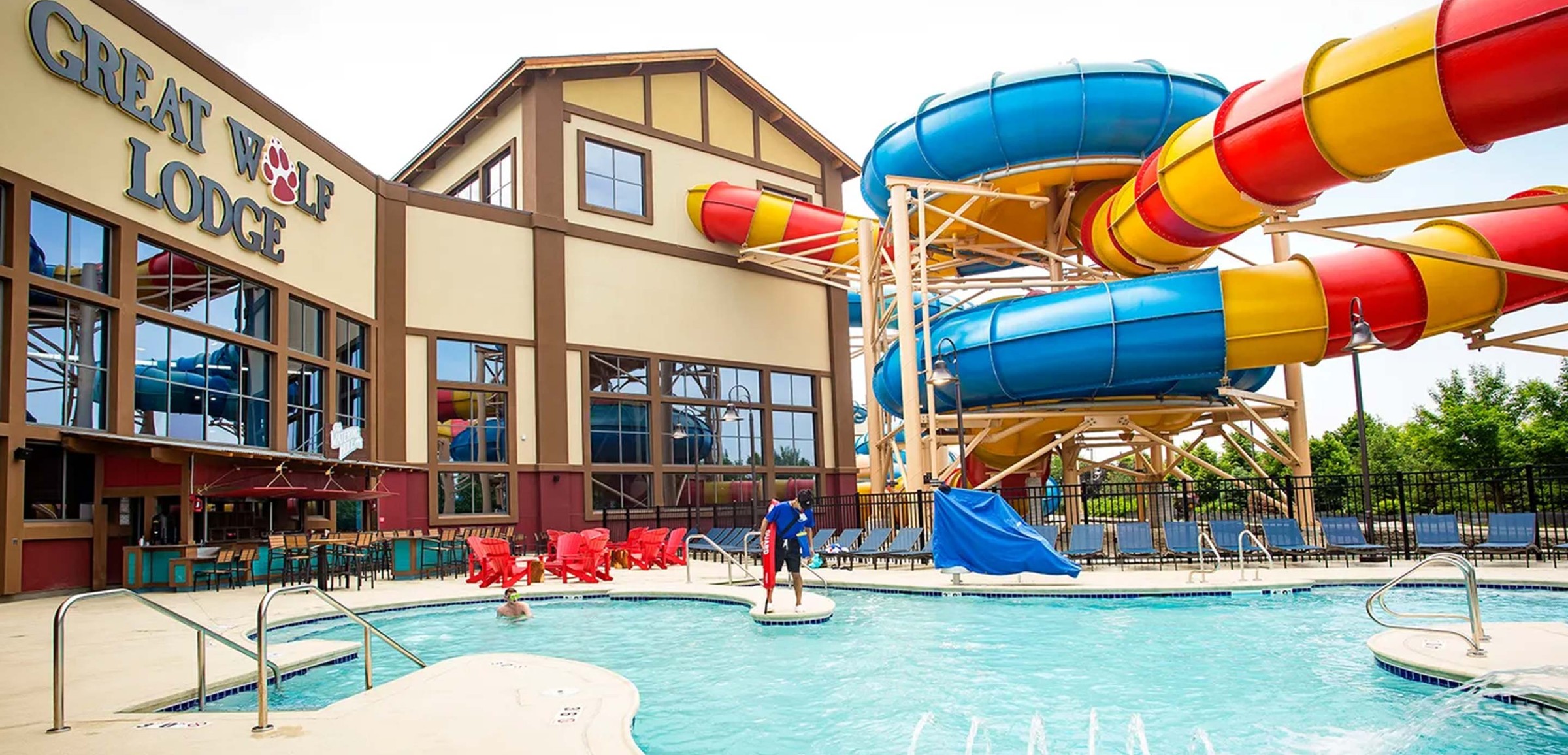 lifeguard checking an outdoor pool