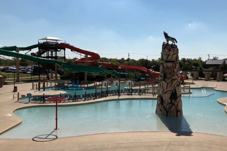 aerial view of the outdoor pool in Grapevine, TX