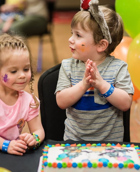 Wiley the wolf and a boy during a dance party