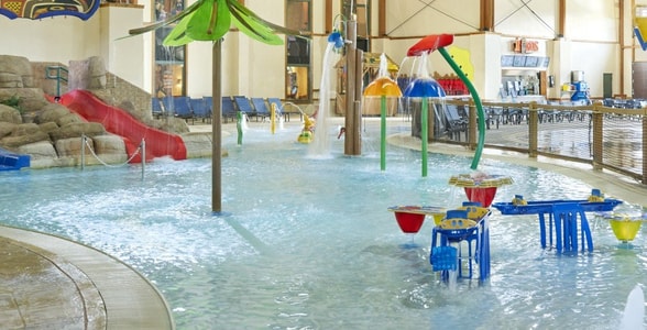 colorful slides in a vibrant indoor waterpark