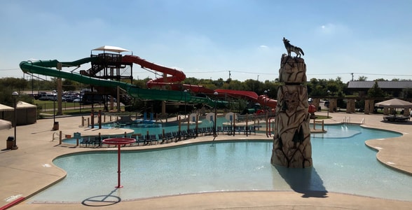 aerial view of the outdoor pool in Grapevine, TX