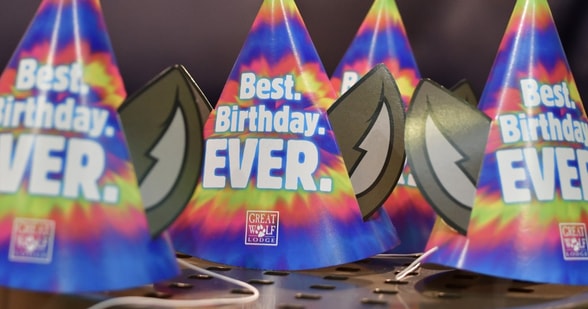 Birthday hats at Great Wolf Lodge