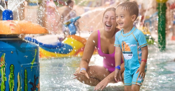 Kid enjoying at pool at Great Wolf Lodge