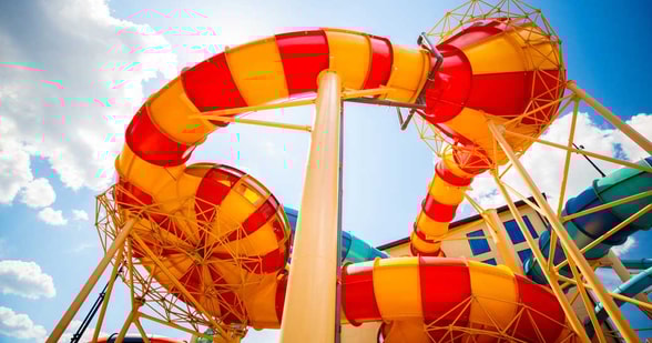 outdoor view of the water slides in Atlanta