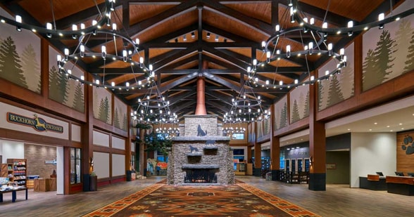 lobby of the indoor water park resort in Atlanta