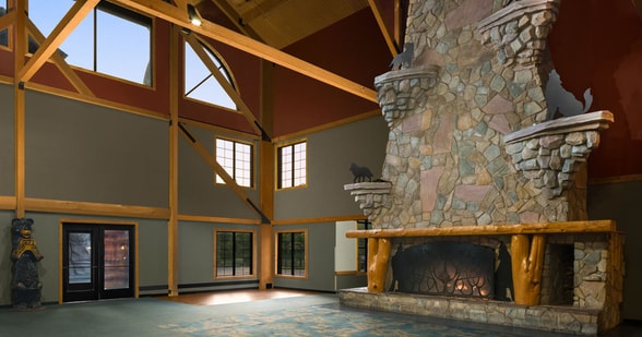 lobby area in williamsburg resort