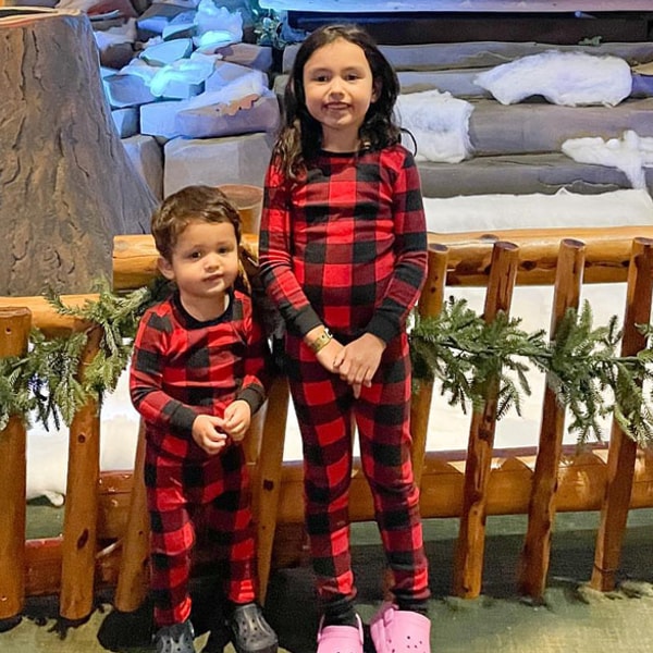 Kids in holiday pajamas