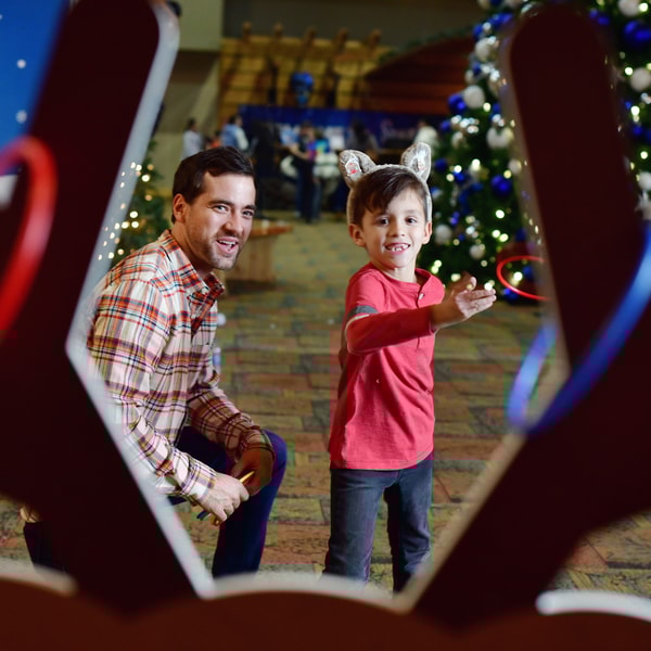 Father and Son playing rimg game