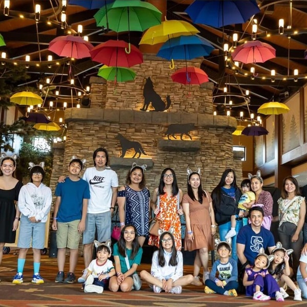 family group in the main lobby