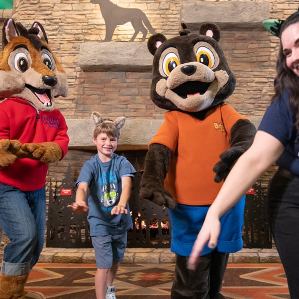 dance party with Great Wolf characters