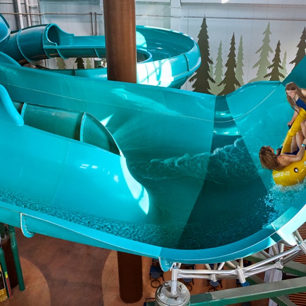 friends on a water slide