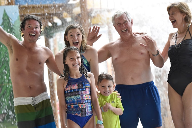 Family with grand parents at the water park