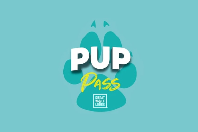 Image of the Pup Pass attraction package, exclusively available from Great Wolf Lodge.