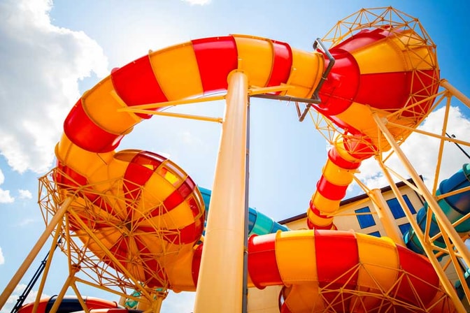 outdoor view of the water slides in Atlanta