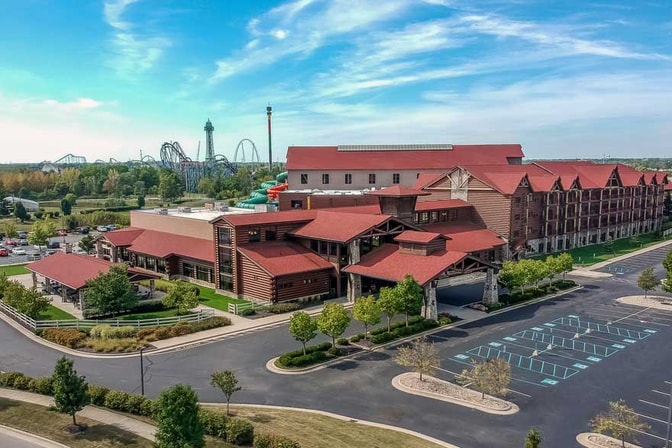 top view of waterpark resort in mason