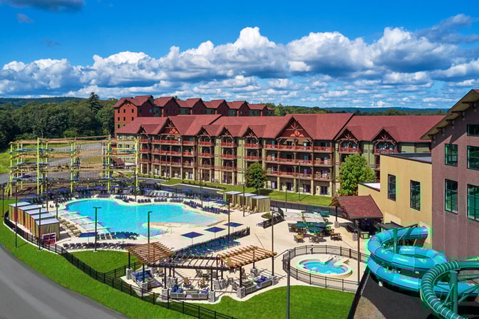 aerial view of poconos mountains resort