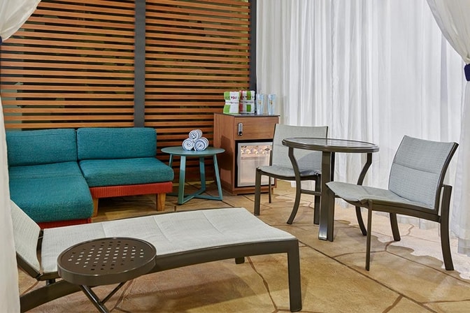 The indoor cabanas at Great Wolf Lodge indoor water park and resort.