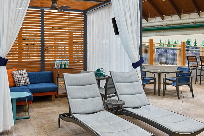 The indoor cabanas at Great Wolf Lodge indoor water park and resort.