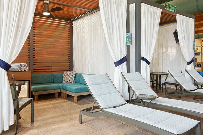 The indoor cabanas at Great Wolf Lodge indoor water park and resort.