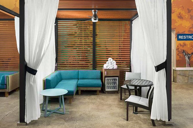 The indoor cabanas at Great Wolf Lodge indoor water park and resort.