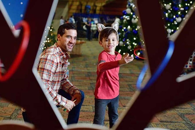 father and son playing game