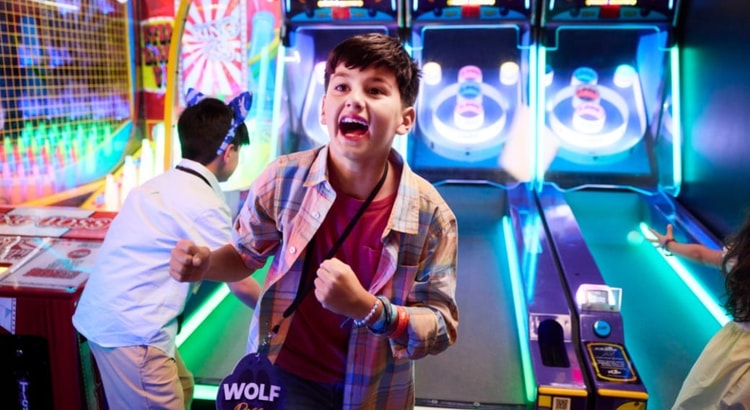 Kids enjoying at the Northern Lights Arcade