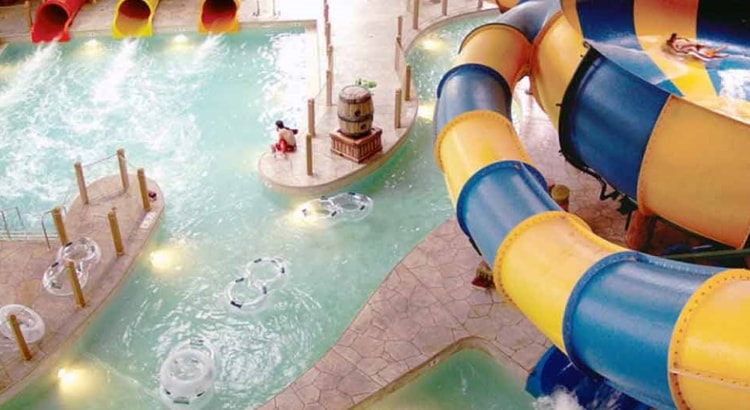 Top view of the Canada Vortex extreme ride at Great Wolf Lodge indoor water park and resort.
