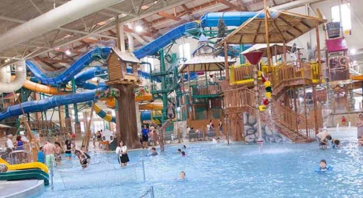 Overview of Chipmunk Cove play area at Great Wolf Lodge indoor water park and resort.