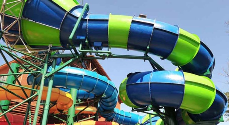 The The Triple Twist water slide at Great Wolf Lodge indoor water park and resort.