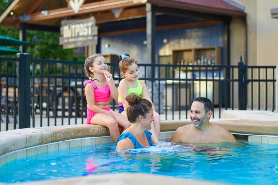 Family relaxin and on the side of the indoor pool 