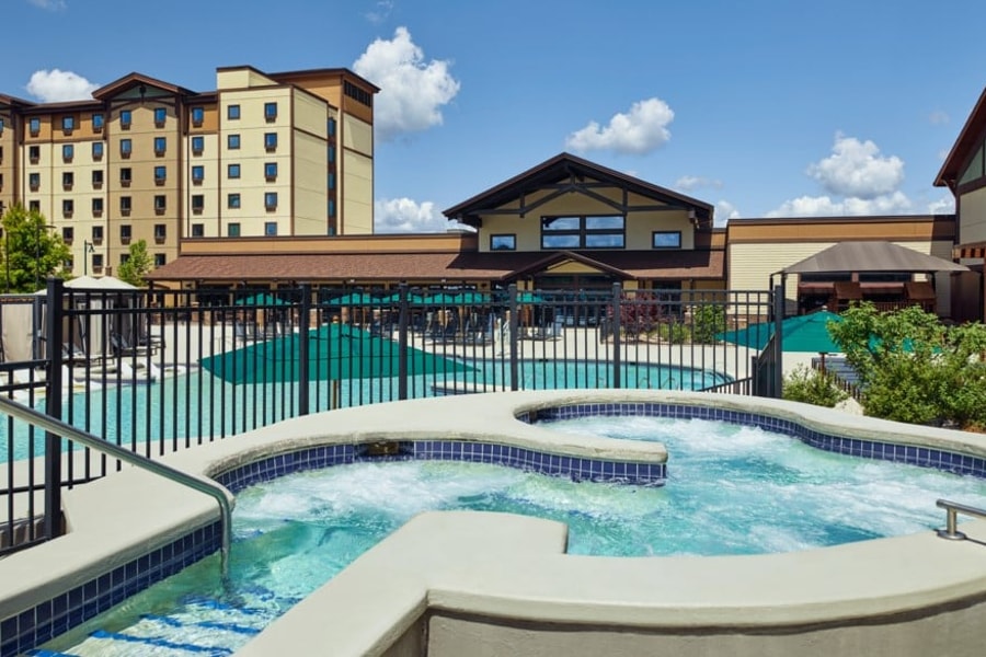 Couples enjoying an outdoor hotub 