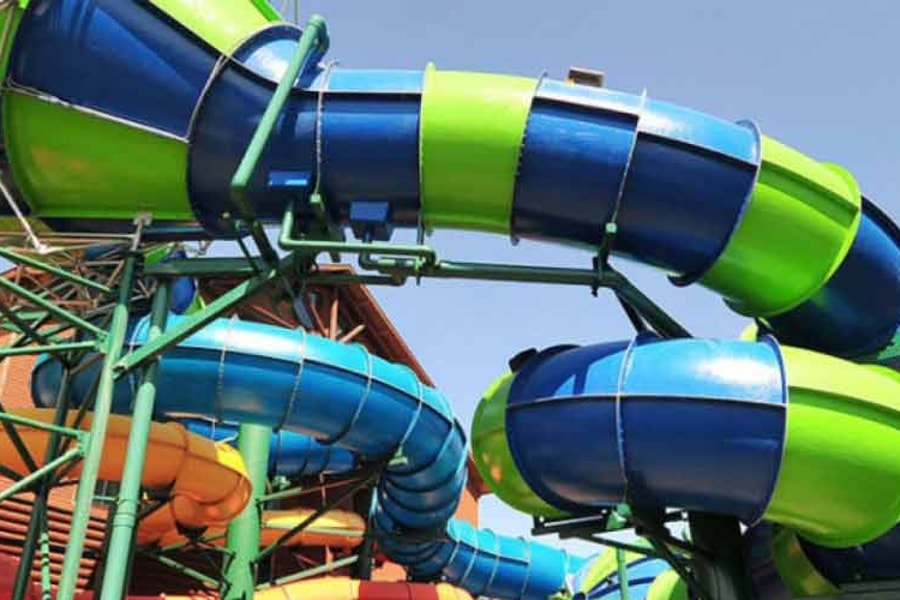 The The Triple Twist water slide at Great Wolf Lodge indoor water park and resort.