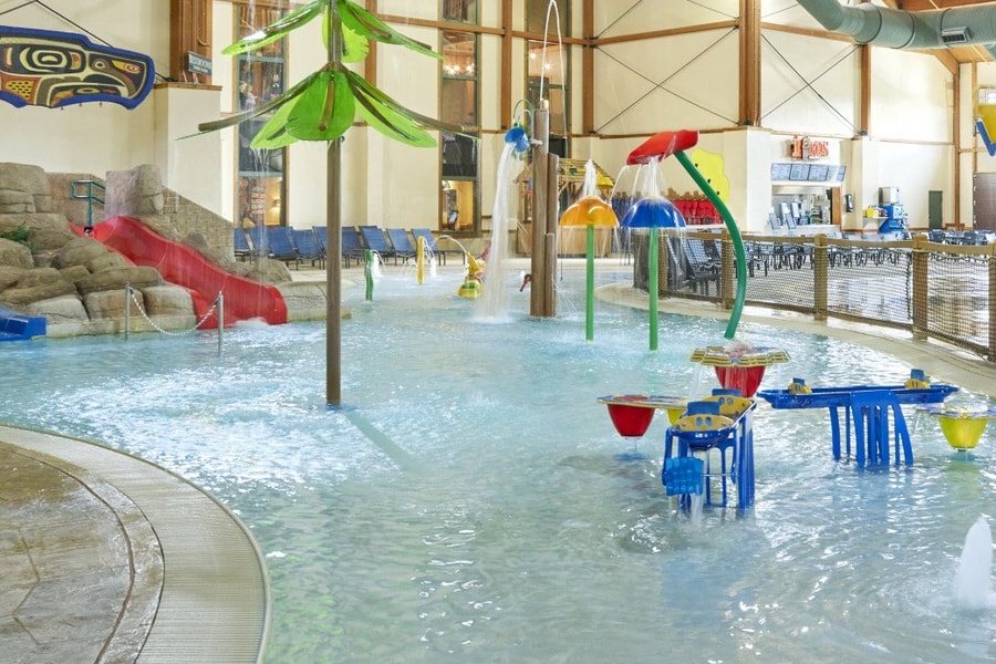 colorful slides in a vibrant indoor waterpark