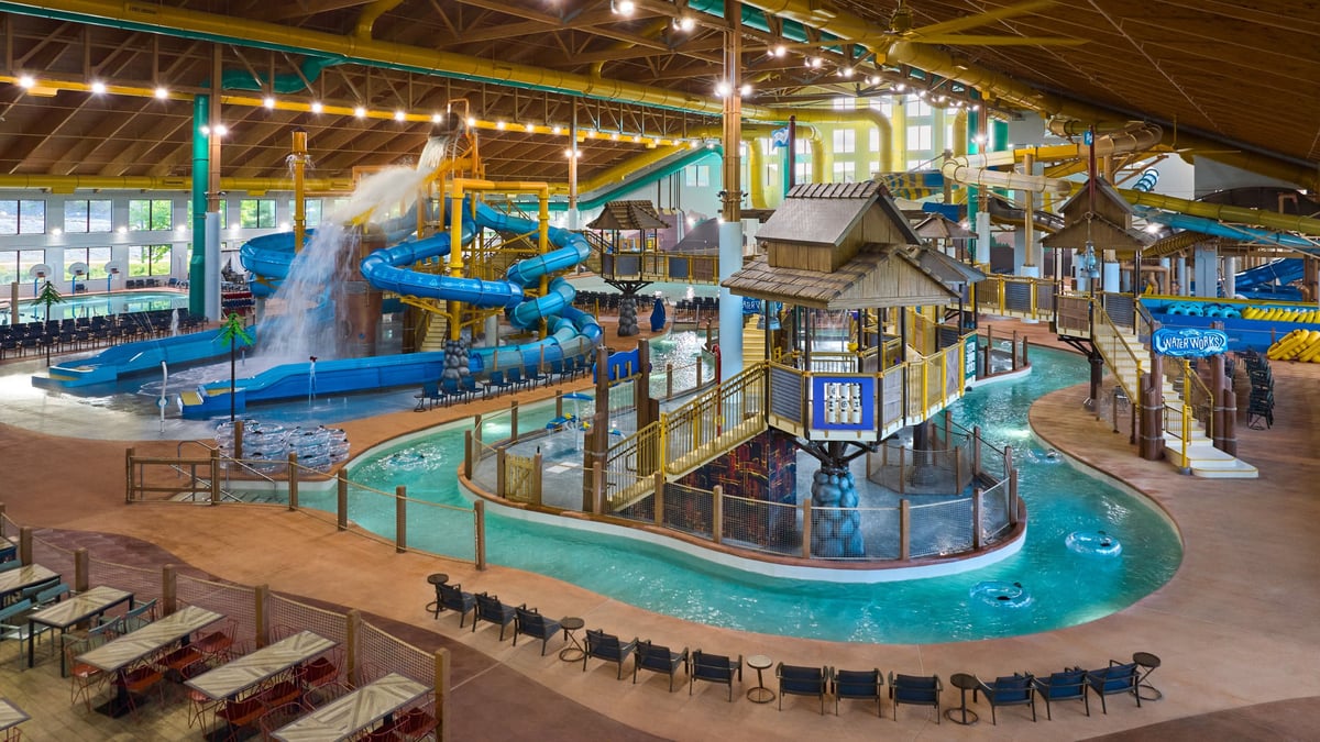 inside view of the Great Wolf Lodge and waterpark in Connecticut