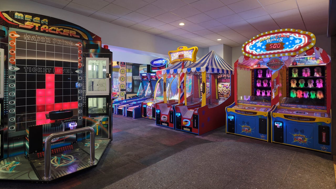 Arcade with colorful game machines